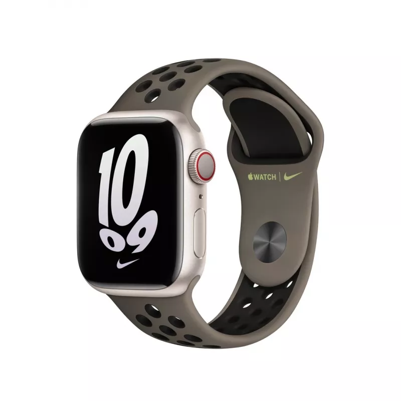 Band for Apple smartwatch, 41mm Olive Grey/Black Nike Sport Band, fluoroelastomer, wrist 130–200 mm