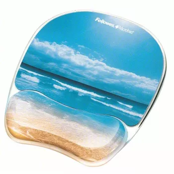 Fellowes Mouse Mat Wrist Support - Photo Gel Mouse Pad with Non Slip Rubber Base & Antibacterial Protection - Ergonomic Mouse Mat for Computer, Laptop, Home Office Use - Sandy Beac