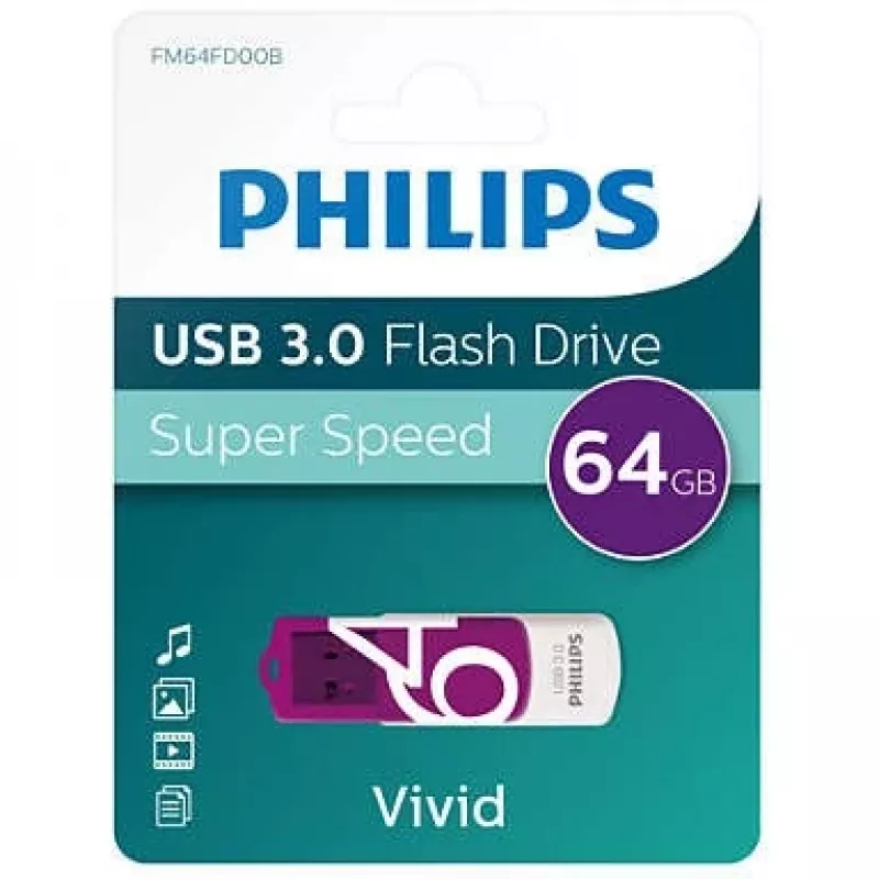 Philips FM64FD00B USB flash drive 64 GB USB Type-A 3.2 Gen 1 (3.1 Gen 1) Purple, White