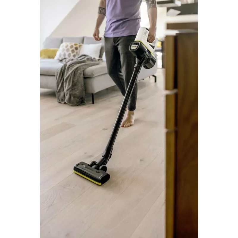 Stick vacuum Karcher 2-in-1 VC 4, bagless, cordless 21.6V Li-Ion, 30 min runtime, HEPA, 2 speeds, yellow/black