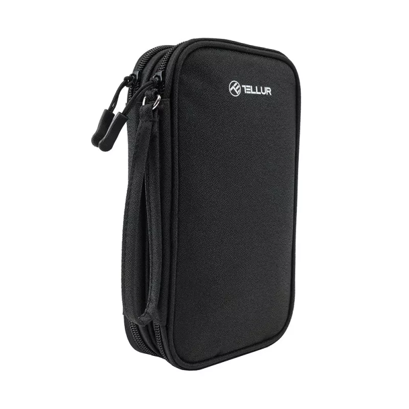 Cable organiser pouch Tellur TLL193011 — compact travel case for chargers, cables, adapters, black