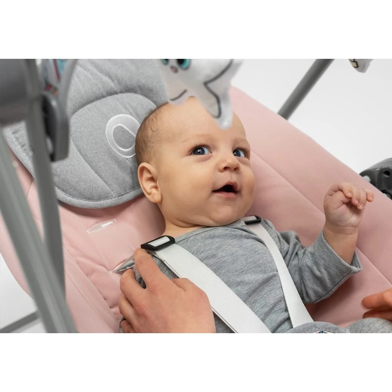 Baby bouncer Lionelo OTTO COZY GREY — compact infant bouncer, soft seat, safety harness