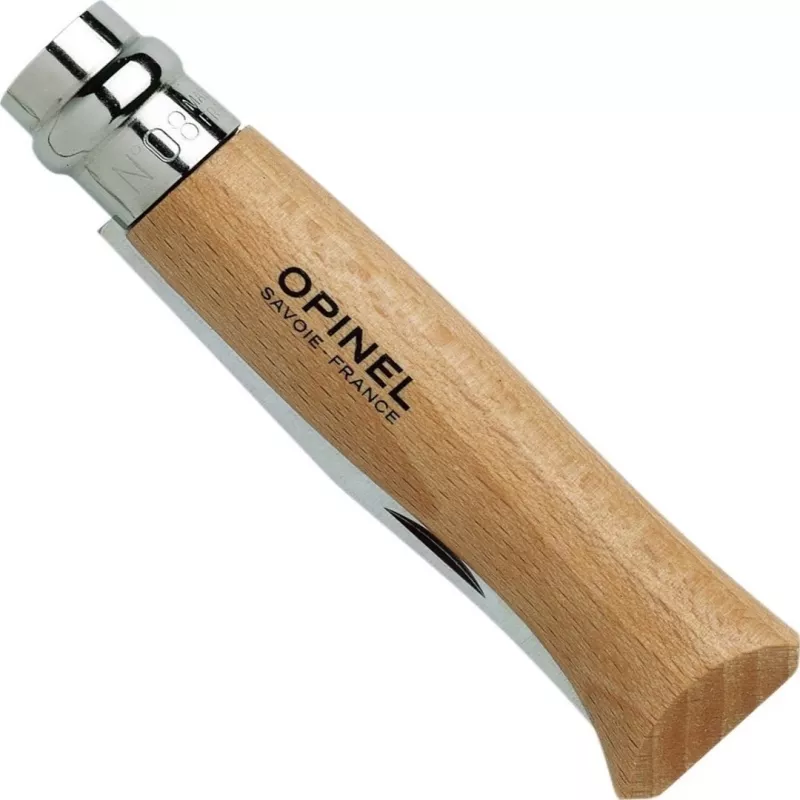 Folding Pocket Knife Opinel No. 08 with Olive Wood Handle, Stainless Steel Blade, Model 002020