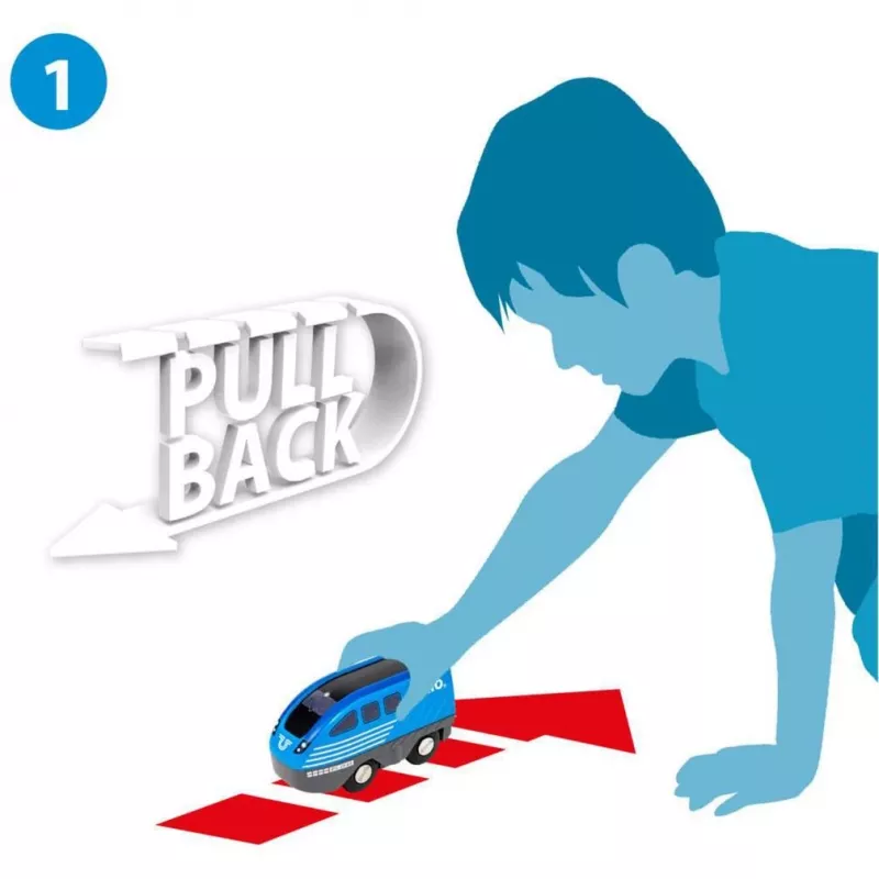 Train BRIO World Pull Back Train Black Blue 36019