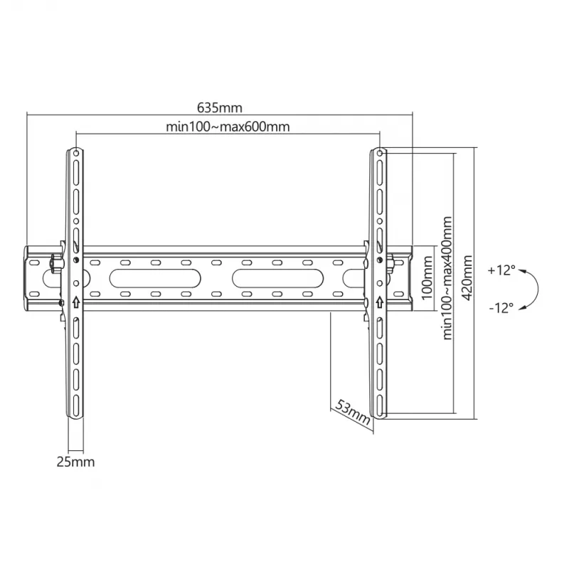 Mounting bracket SBOX PLB-2546T-2 for 37–80 inch displays, 45 kg capacity, 600×400 mm VESA