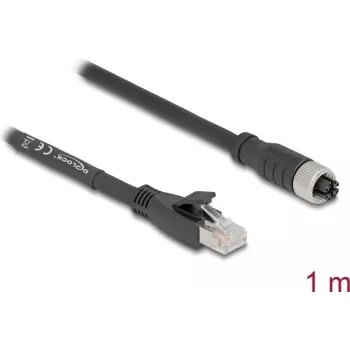 Networking cable DeLOCK 80589 M12 to RJ-45 Cat5e 1m Black