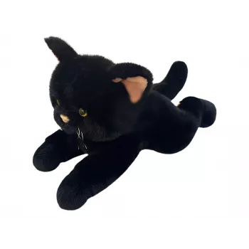 Plush toy cat Madej 55 cm — lying down pose, black