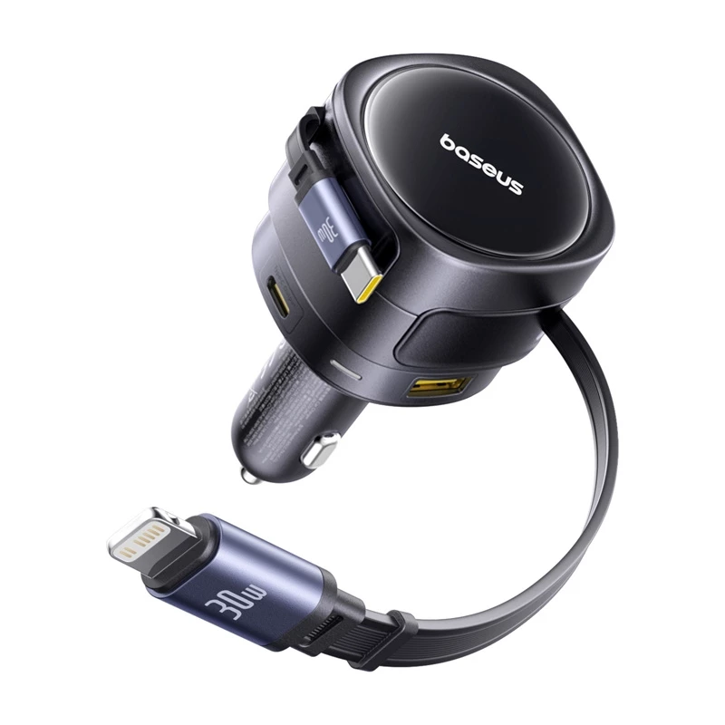 Car Charger Baseus Enjoyment Max 90W with USB-C, Lightning and USB-A ports