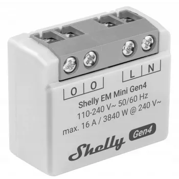 Smart relay Shelly Relay EM Mini Gen4 1-channel Wi‑Fi Matter Zigbee Bluetooth 8A, 110–240V, energy meter