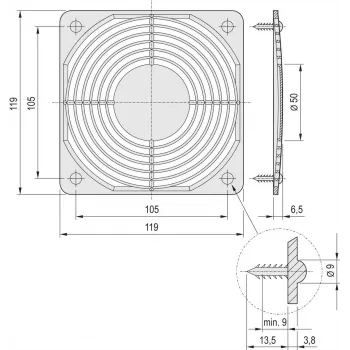 Schroff Fan Guard SNAP-IN Type (60225052)