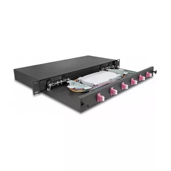 Fibre optic splice enclosure DeLOCK 66999 Black Metal 482x220x44mm