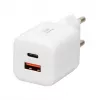 USB charger IBOX ILUC42W 42W (33W max), 1×USB-C PD3.0, 1×USB-A QC3.0, 100–240V, white