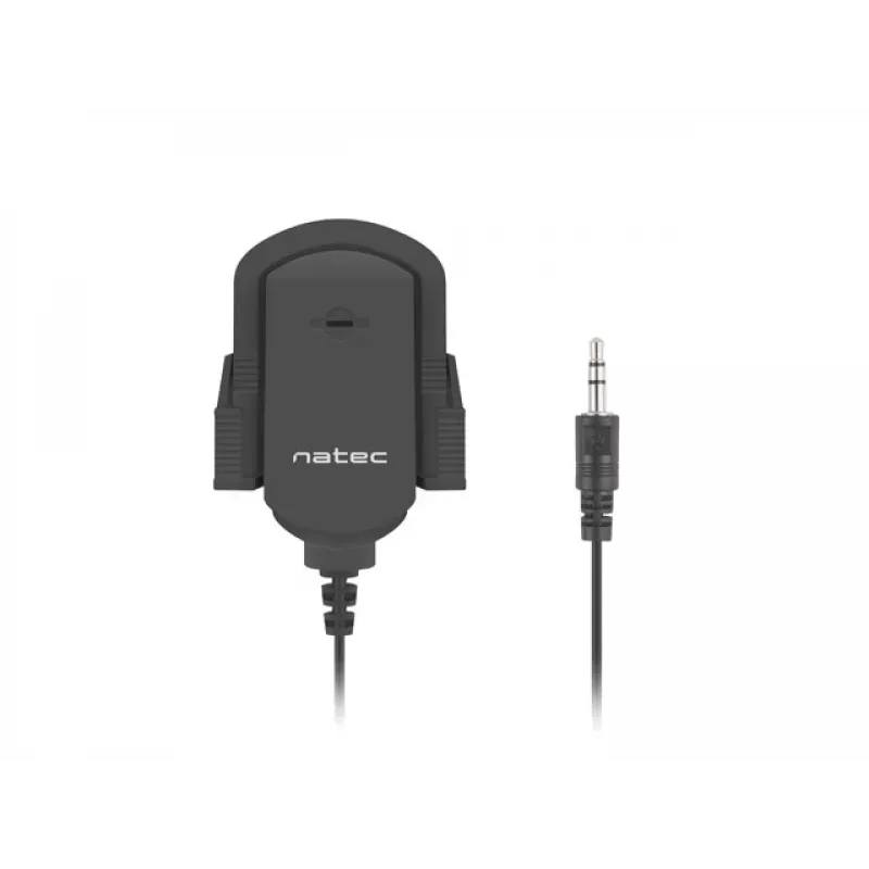 Clip-on microphone NATEC NMI-1352, wired 3.5 mm, sensitivity -58 dB, 50–16000 Hz, 1.8 m cable, 20 g
