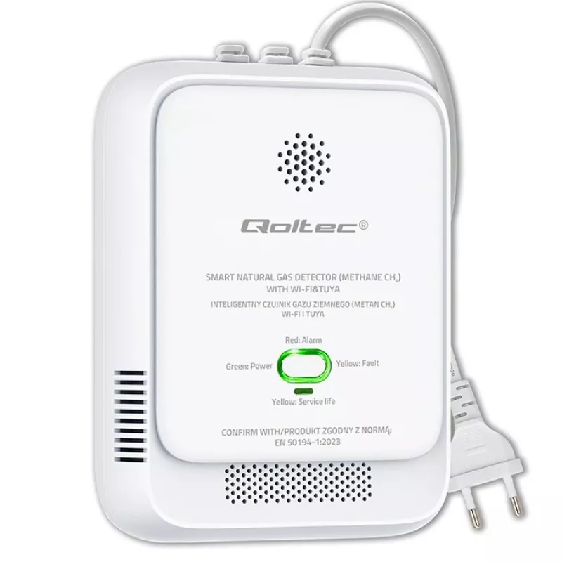 Gas leak detector QOLTEC NG Tuya — natural gas (CH4) detector, smart Tuya-compatible