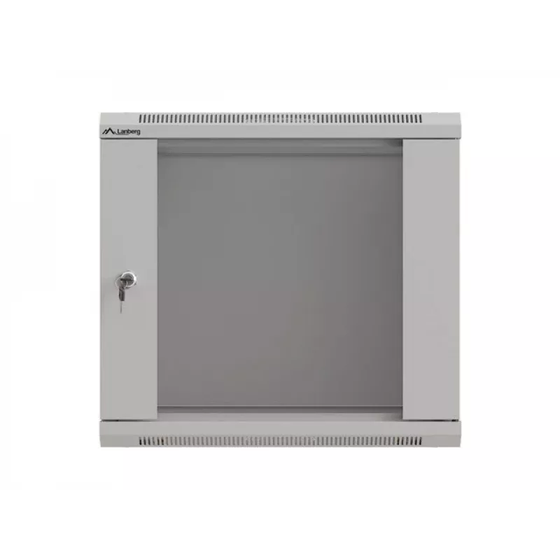 Lanberg WF03-5309-10S 9U Wall-Mount Rack Cabinet 19 inch 540x350 mm Grey Tempered Glass Door Flat-Pack