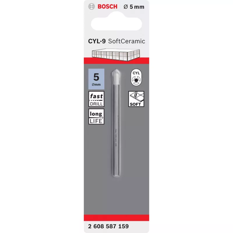 Drill bit Bosch CYL-9, 5 mm diameter, 70 mm length, single piece