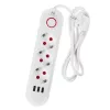 Power strip MACLEAN MCE394W — 3 sockets, 3×USB 2.1A, 110–240V AC, 2500W, 1.5 m cable, white