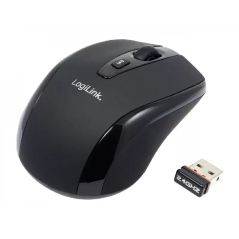 LogiLink Maus optisch Funk 2,4 GHz Mini - Maus - optisch - 3 Taste(n) - drahtlos - 2,4 GHz - kabelloser Empfänger (USB) - Schwarz (ID0031)
