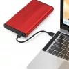 HDD/SSD enclosure QOLTEC 51860 for 2.5 inch SATA III drives, USB Type-A, 5 Gbit/s, aluminium, red