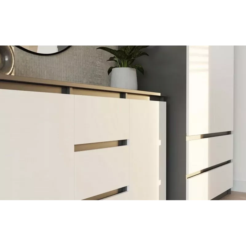 Chest of Drawers 2 Doors 3 Drawers top e shop M-MP-K-MAL-2D3S-ANTBIA — Anthracite frame, White doors, 1200×750×400 mm