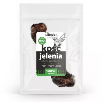 Dog treat UNISZKI Deer Bone Medium — natural single chew for medium dogs 10–25 kg, grain-free, gluten-free, preservative-free, sachet