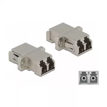 Optical Fiber Coupler DeLOCK LC Duplex female to LC Duplex female Single-mode metal