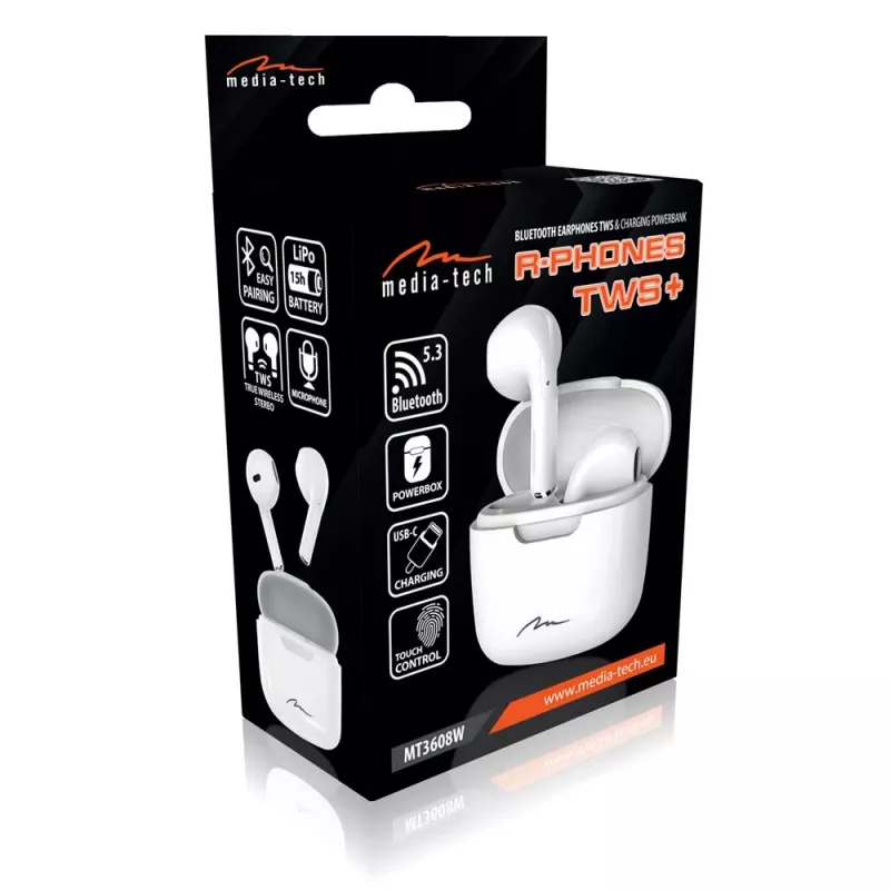 Headphones Media-Tech MT3608W R-Phones TWS+ white