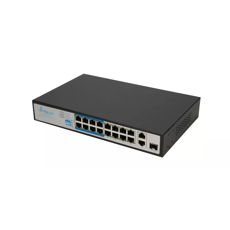 Switch Extralink VIRTUS V3 Unmanaged L2 16x Fast Ethernet (10/100) PoE 1U Black