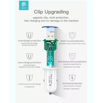 Car charger Devia Mushroom series QC3.0 18W Gold – USB Quick Charge 3.0, 18W output