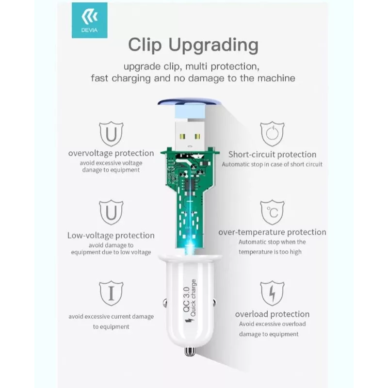 Car charger Devia Mushroom series QC3.0 18W Gold – USB Quick Charge 3.0, 18W output