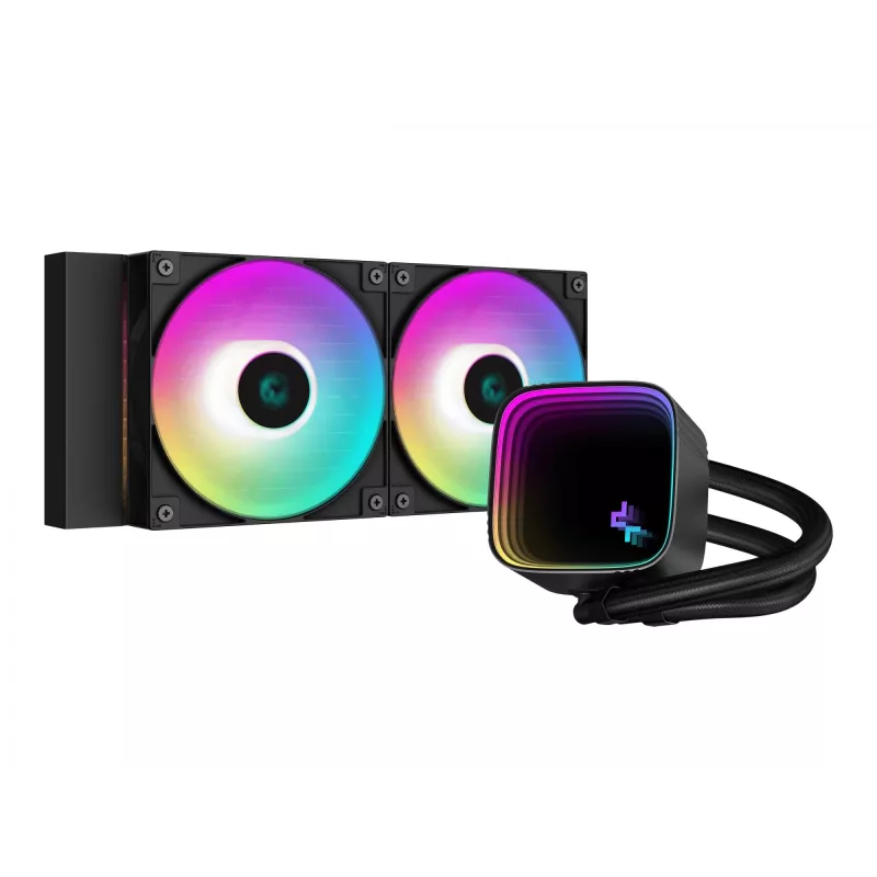 All-in-one liquid cooler DeepCool LS520 SE — 3x 120 mm fans, 280x120x27 mm aluminum radiator, 41 cm tubes, copper base, RGB