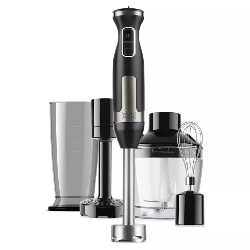 Immersion blender Black & Decker BXHBA1500E — 1500 W hand blender with stainless steel shaft, 20 speeds, chopper, whisk, pulse