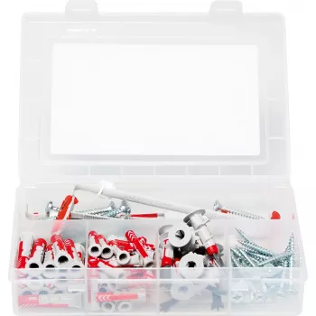 FISCHER dowel set DUOLINE Light Grey Red — 91 pieces, mixed sizes for masonry and drywall