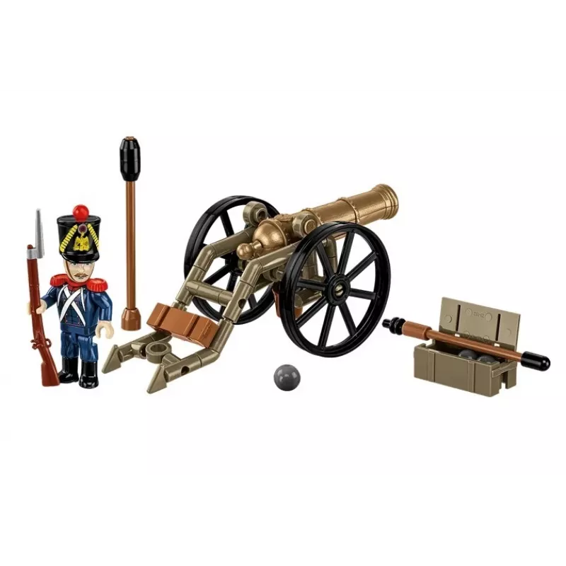 French Artilleryman with Cannon Building Blocks Set, 97 Pieces