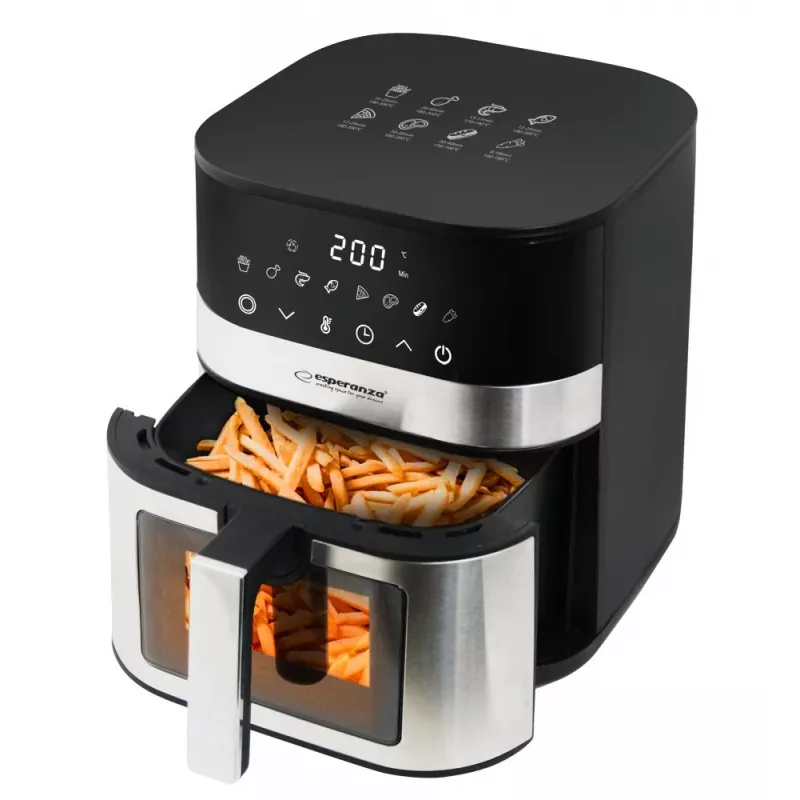 Hot air fryer ESPERANZA Pesce Alla Griglia 5 L, oil-less air fryer, 1400 W, 8 programs, 200°C, touch control