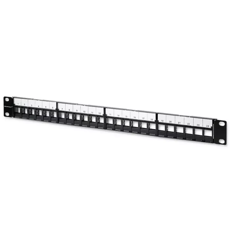 Qoltec 54516 19-inch Rack Patch Panel, 24 Ports, 1U, UTP, Black