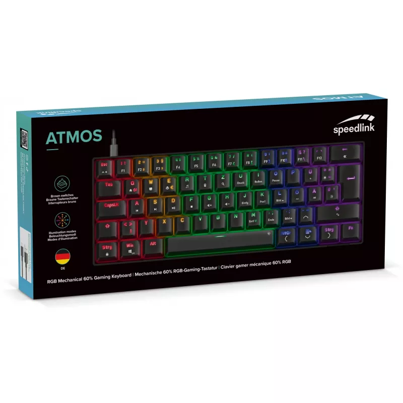 Mechanical gaming keyboard Speedlink ATMOS RGB — compact layout, RGB backlight