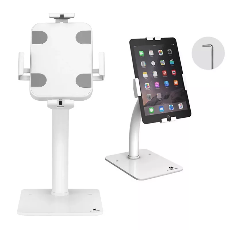 Tablet desk/wall mount MACLEAN MC-468W, white, for 7.9–11 inch tablets, clamp and mounting kit, adjustable tilt