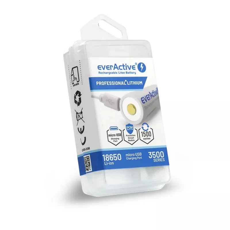 18650 Li-Ion 3.7V everActive 3500mAh battery (1 pc) micro-USB with protection