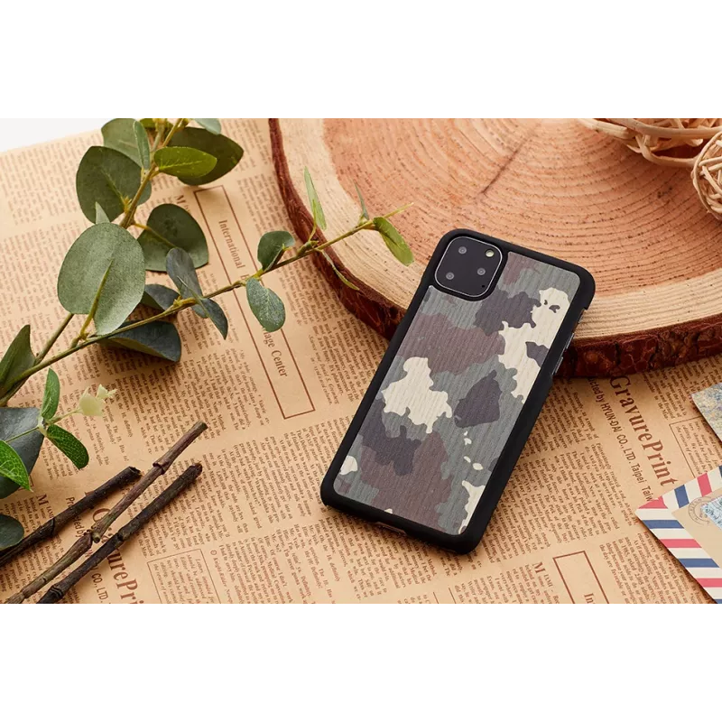 Smartphone case man and wood for iPhone 11 Pro — camouflage black protective cover