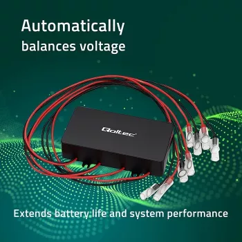 Voltage balancer QOLTEC 51098 for 48V systems — 4×12V battery equalizer