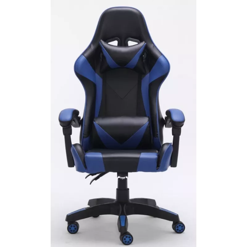 Office chair top e shop REMUS — padded seat and padded backrest, black/blue, with castor wheels