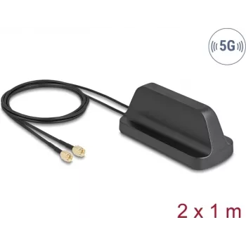 Antenna DELOCK 81485 5G LTE GNSS Wi‑Fi 6 MIMO with 2×SMA connectors, gain 2.1–3.0 dBi