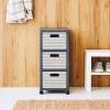 Storage unit Rotho Country 3-drawer cappuccino/anthracite, technopolymer, 712×325×375 mm