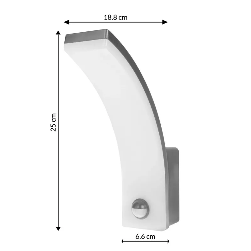 LED wall lamp MACLEAN MCE512 GR with motion sensor, energy-efficient LED fixture