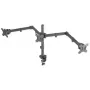 Manhattan Triple Desk Mount for TV & Monitors, For screens: 10 inch to 27 inch, Clamp Assembly, VESA compatibility: 75x75 and 100x100mm - check the dimensions of the four mounting holes on back of screen to ensure it fits, Max 7kg (each), Black, Bracket, Lifetime Warranty