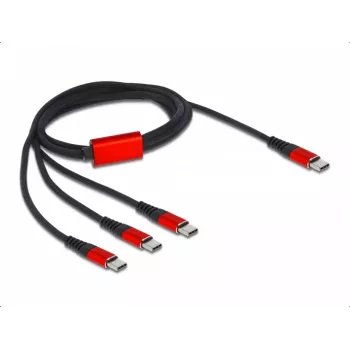 USB Charging Cable DeLOCK 3 in 1 USB Type-C to 3 x USB Type-C 1 m black/red