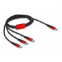 USB Charging Cable DeLOCK 3 in 1 USB Type-C to 3 x USB Type-C 1 m black/red