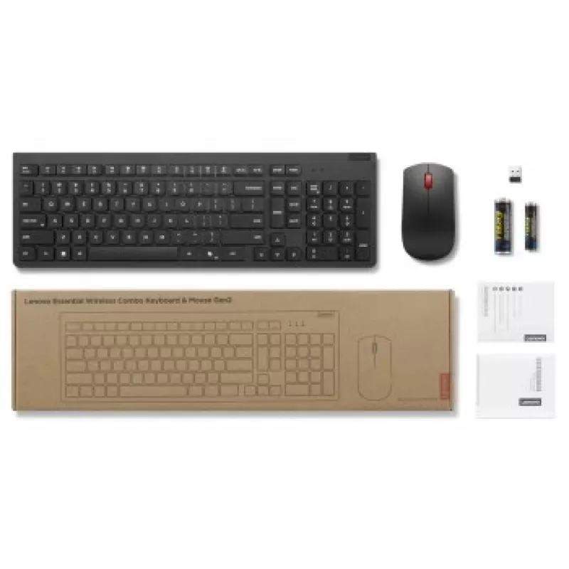 Wireless keyboard and mouse set Lenovo Essential Wireless Combo Gen2 — black, compact layout, wireless connection