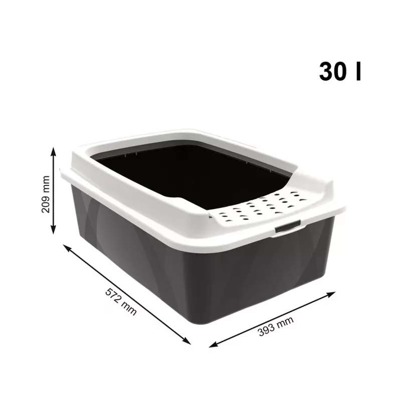 Open litter box rotho Bonnie Cat 572×393×209 mm, technopolymer, 30 L, black/grey